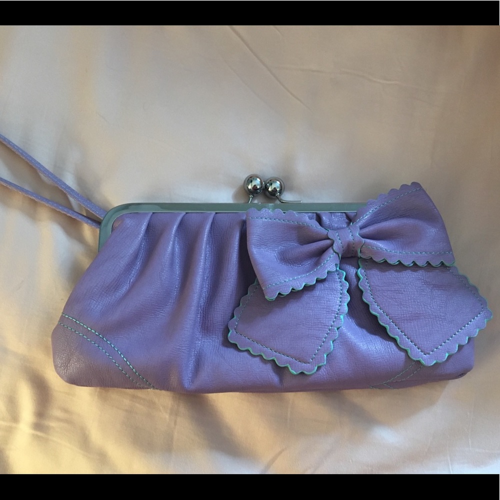 Jessica Simpson Clutch Bag Purple with Bow